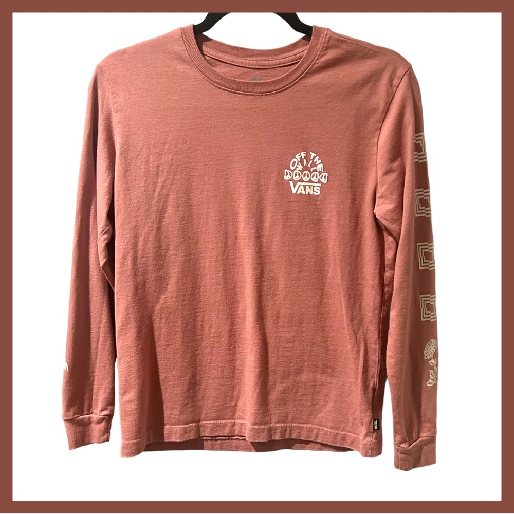VANS LONG SLEEVE T-SHIRT! GREAT SALMON COLOR, SIZE = XS, EUC!